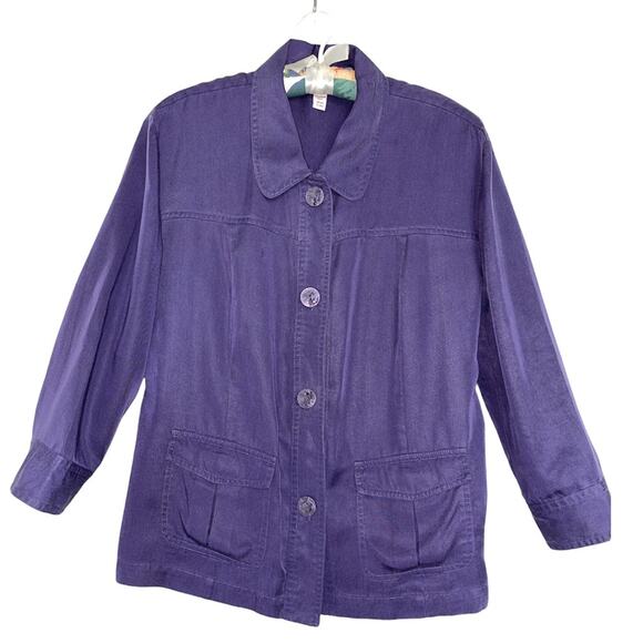 JM Collection Vintage 90s Purple Collared Jacket Blazer size 12 - Picture 1 of 7